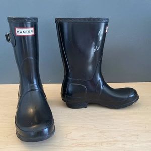 Hunter Women's Original Short Rain Boot, Gloss Black Size us 5M/6F